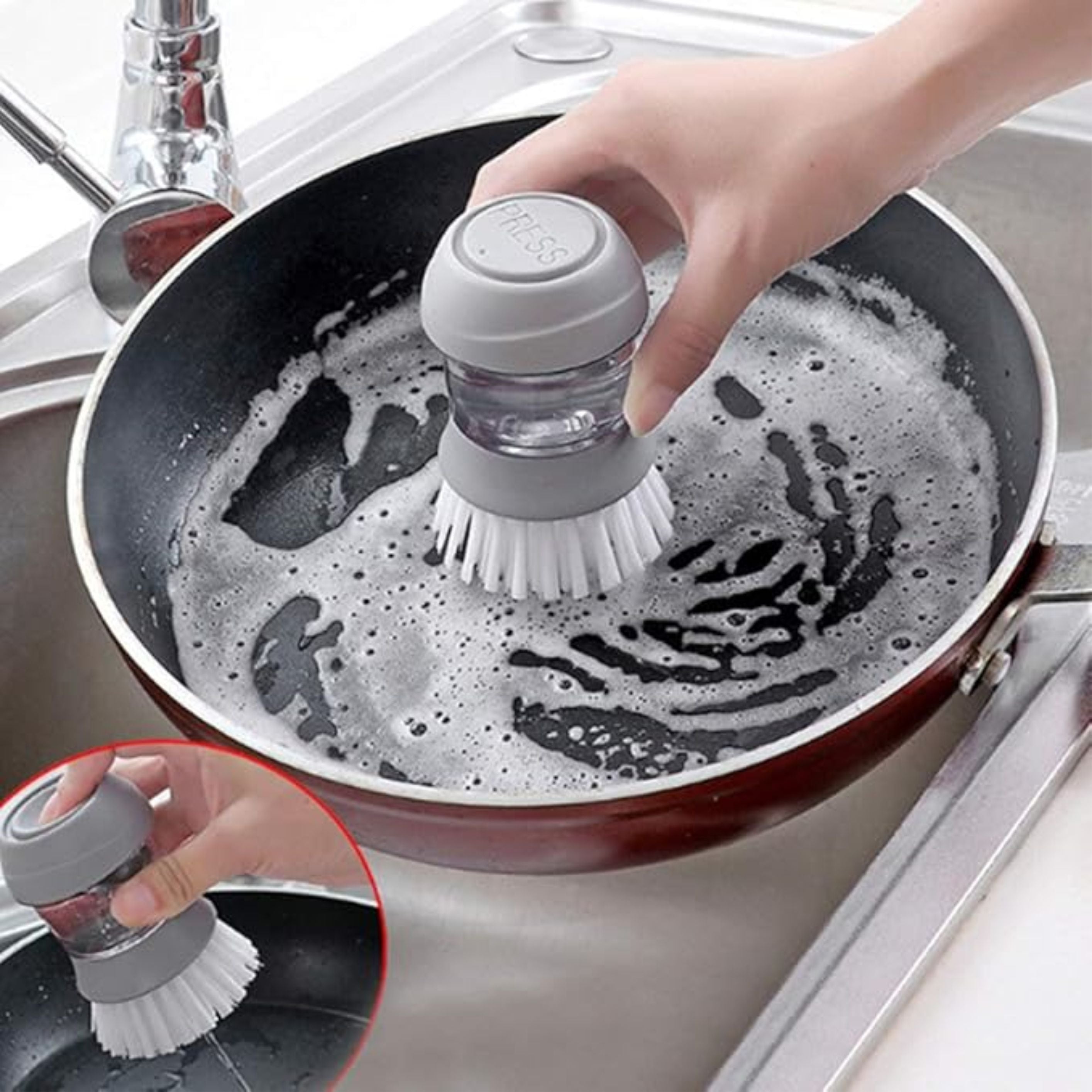 Cepillo Limpiador Con Dispenser de jabon